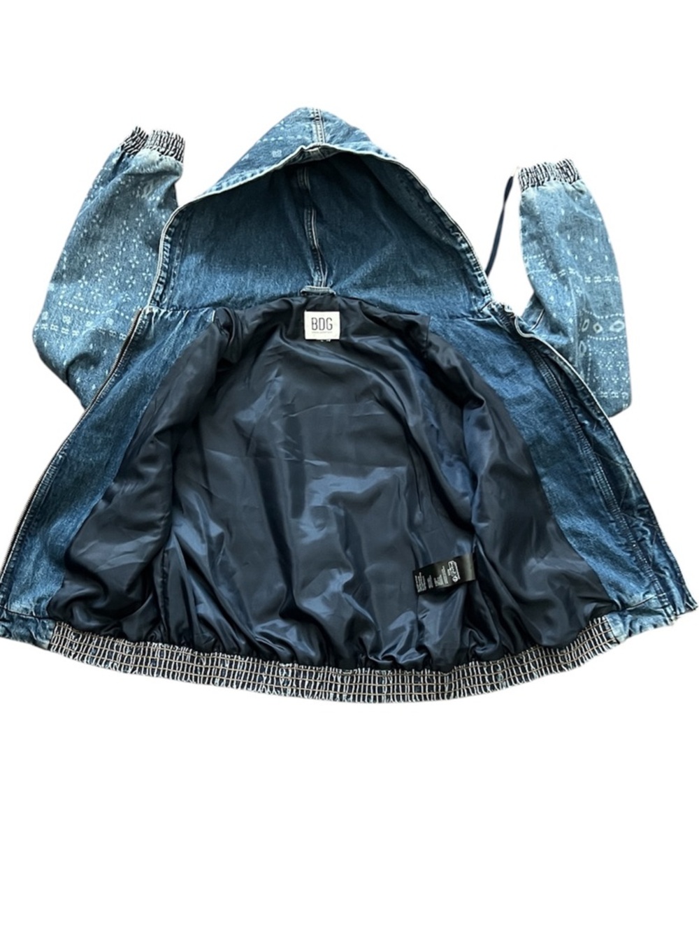 BDG Daria Bandana Print Denim Hoodie Sweatshirt – Urban Outfitters Exclusive - Picture 15 of 15